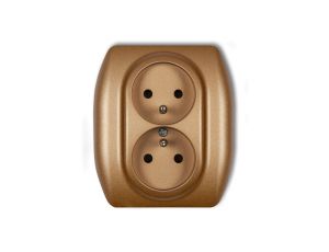 TREND Gniazdo podwójne z/u złoty metalik 8GP-2zp