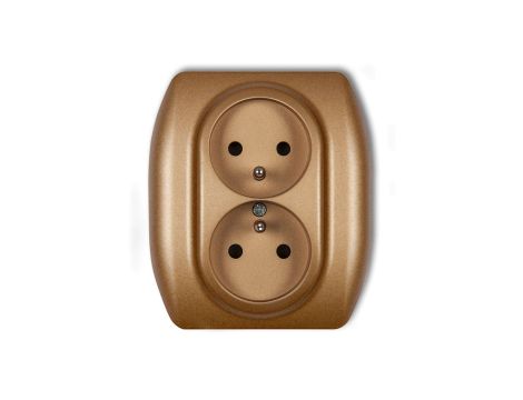 TREND Gniazdo podwójne z/u złoty metalik 8GP-2zp