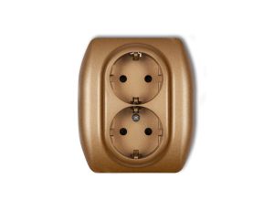 TREND Gniazdo podwójne z/u SCHUKO złoty metalik 8GP-2sp