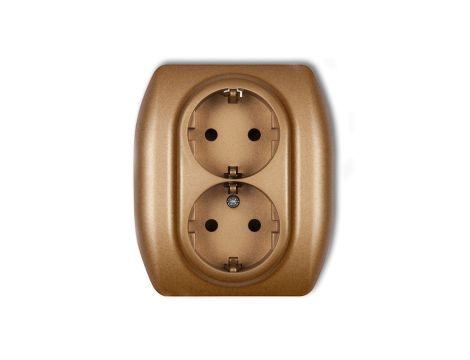 TREND Gniazdo podwójne z/u SCHUKO złoty metalik 8GP-2sp