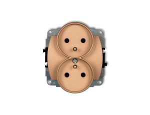 TREND Gniazdo podwójne z/u złoty metalik 8GPR-2zp