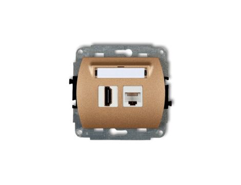 TREND Gniazdo pojedyncze HDMI + Gniazdo komputerowe pojedyncze 1xRJ45, kat. 5e, 8-stykowy złoty metalik 8GHK