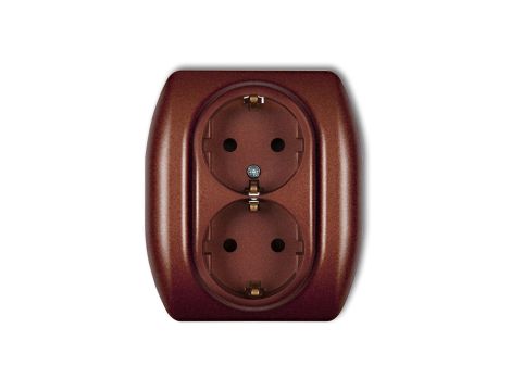 TREND Gniazdo podwójne z/u SCHUKO brązowy metalik 9GP-2sp