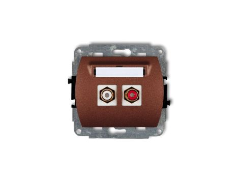 TREND Gniazdo podwójne RCA (typu cinch - biały i czerwony, pozłacany) brĄzowy metalik 9GRCA-2