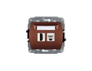 TREND Gniazdo pojedyncze HDMI + Gniazdo komputerowe pojedyncze 1xRJ45, kat. 5e, 8-stykowy brĄzowy metalik 9GHK