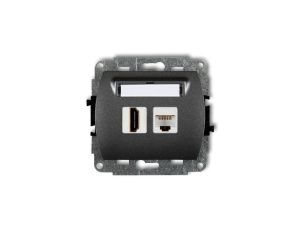TREND Gniazdo pojedyncze HDMI + Gniazdo komputerowe pojedyncze 1xRJ45, kat. 5e, 8-stykowy grafitowy 11GHK