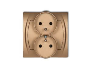 LOGO Gniazdo podwójne z/u z przesłonami złoty metalik 8LGPR-2zp