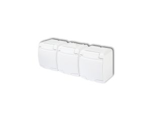 JUNIOR Gniazdo potrójne z/u SCHUKO (klapka w kolorze obudowy) biały GHE-3s