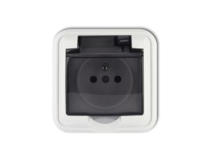 LIZA Gniazdo bryzgoszczelne z/u (klapka dymna) biały GPH-1zd