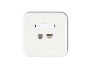 LIZA Gniazdo telefoniczne pojedyncze 1xRJ11, 4-stykowe + gniazdo komputerowe pojedyncze 1xRJ45, kat. 5e, 8-stykowe biały GLTK