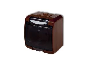 JUNIOR Gniazdo pojedyncze z/u (klapka dymna) brązowy 4GHE-1dp