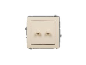 DECO Przycisk świecznikowy (dwa klawisze, bez piktogramów, wspólne zasilanie) w stylu amerykańskim beżowy 1DWPUS-44.1