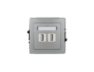 DECO Gniazdo podwójne 2xUSB-AA 3.0 srebrny metalik 7DGUSB-6