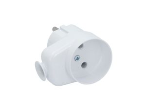 Wtyczka kątowa z gniazdem b/u 16A 2P 250V biała WT-16U/G K2