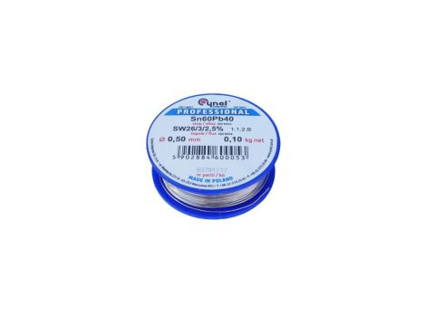 CYNEL UNIPRESS Cyna 0,50mm 100g Sn60Pb40 SW26/3/2.5 spoiwo lutownicze PROFESSIONAL
