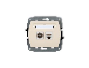 TREND Gniazdo antenowe pojedyncze typu F (SAT) + gniazda komputerowe pojedyncze 1xRJ45 kat. 5e 8-stykowy beżowy 1GFK-1