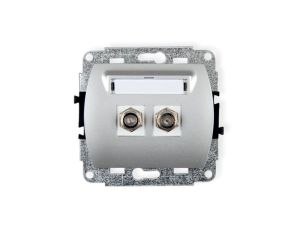 TREND Gniazdo antenowe podwójnego typu F (SAT) niklowany srebrny 5GF-2