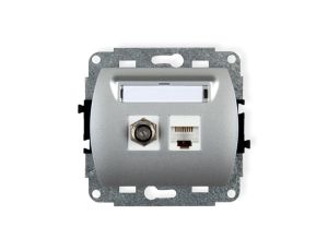 TREND Gniazdo antenowe pojedyncze typu F (SAT) + gniazda komputerowe pojedyncze 1xRJ45 kat. 5e 8-stykowy srebrny 5GFK-1