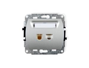 TREND Gniazda telefoniczne pojedyncze 1xRJ11 + komputerowego pojedynczego 1xRJ45, kat. 5e, 8-stykowy srebrny 5GTK
