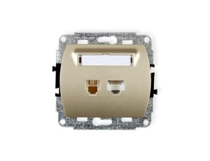 TREND Gniazda telefoniczne pojedyncze 1xRJ11 + komputerowego pojedynczego 1xRJ45, kat. 5e, 8-stykowy złoty 6GTK