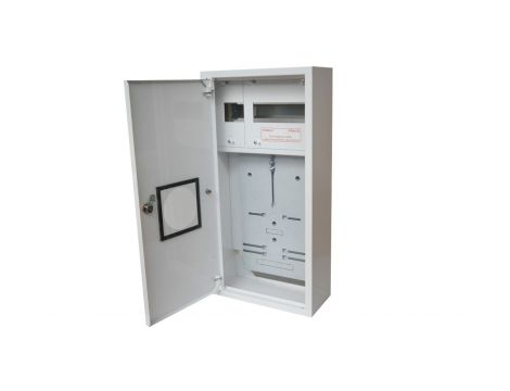 Rozdzielnica licznikowa metalowa na licznik elektroniczny 1 X TL 3F + 11 zabezpieczeń zamek okienko RAL 9003A-RZ12E