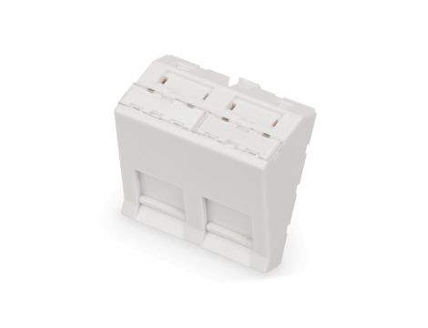 Adapter kątowy M45 2x Keystone, 45x45mm p/kurz biały DN-93802-7-SH