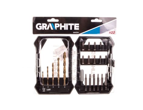 Zestaw wierteł i bitów HSS 3, 4, 5, 6, 8mm, bity 25mm, bity 50mm, /zestaw 22szt./ 55H215