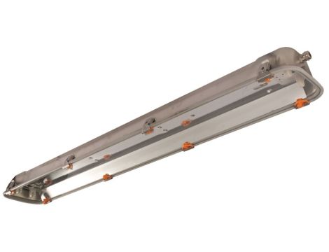 Oprawa świetlówkowa przeciwwybuchowa ze stali nierdzewnej z elektronicznym zasilaczem 2x18W ATEX 2D3G P822132EX