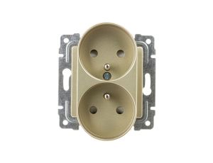 VENA2 Gniazdo podwójne z/u z przesłonami satyna 525047