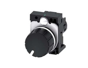 Potencjometr kompaktowy 22mm 4,7kOhm 1W IP69(K) tworzywo czarna gałka z uchwytem przył śrub SIRIUS ACT 3SU1200-2PR10-1AA0