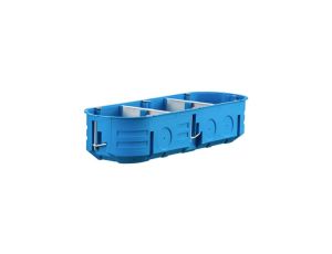 Puszka do pustych ścian regips trójpolowa 3x60mm płytka samogasnąca bezhalogenowa niebieska Multibox P3x60K32324203