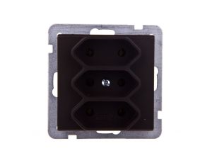 SONATA Gniazdo potrójne b/u 2,5A EURO czekoladowy metalik GP-3R/m/40