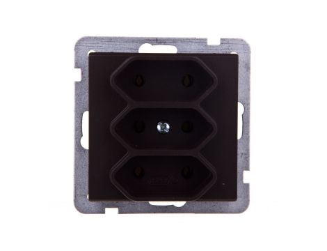 SONATA Gniazdo potrójne b/u 2,5A EURO czekoladowy metalik GP-3R/m/40