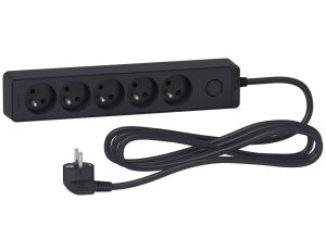 Odace Przedłużacz 5 gniazdowy z łącznikiem 3m antracyt ST9353B