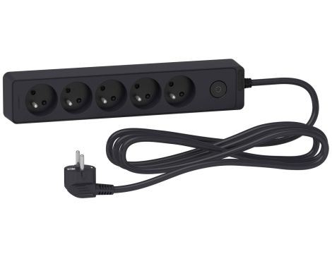 Odace Przedłużacz 5 gniazdowy z łącznikiem 3m antracyt ST9353B