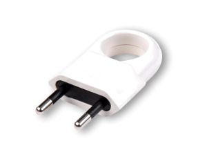 Wtyczka płaska z uchwytem b/u Euro 10A/250V biała D.3104