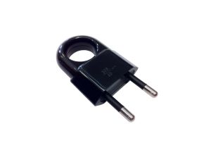 Wtyczka płaska z uchwytem b/u Euro 10A/250V czarna D.3104C