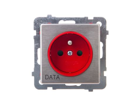 SONATA Gniazdo pojedyncze z/u DATA z przesłonami stal inox GP-1RMZDP/m/37
