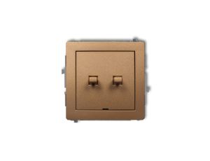 DECO Przycisk świecznikowy (dwa klawisze, bez piktogramów, wspólne zasilanie) w stylu amerykańskim złoty metalik 8DWPU