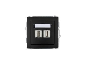 DECO Gniazdo podwójne 2xUSB-AA 3.0 czarny mat 12DGUSB-6