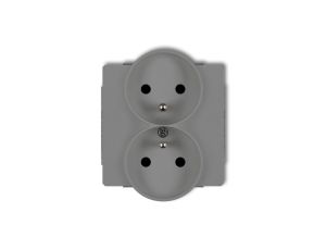DECO Gniazdo podwójne do ramki z/u szary mat 27DGPR-2zp