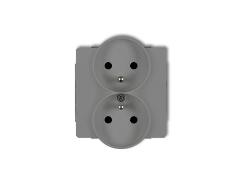 DECO Gniazdo podwójne do ramki z/u szary mat 27DGPR-2zp