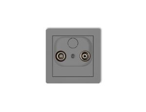 DECO Gniazdo antenowe RTV przelotowe 15dB szary mat 27DG15P