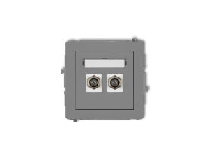 DECO Gniazdo antenowe podwójny typu F (SAT) pozłacany szary mat 27DGF-2.1