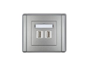 FLEXI Gniazdo podwójne 2xUSB-AA 3.0 srebrny metalik 7FGUSB-6