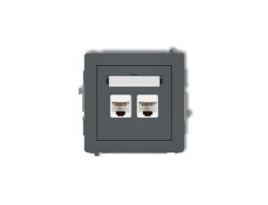 DECO Gniazdo komputerowe podwójny 2xRJ45, kat. 5e, 8-stykowy grafitowy mat 28DGK-2