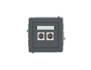 DECO Gniazdo antenowe podwójny typu F (SAT) niklowany grafitowy mat 28DGF-2