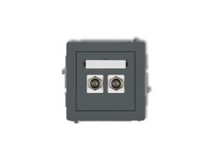 DECO Gniazdo antenowe podwójny typu F (SAT) pozłacany grafitowy mat 28DGF-2.1