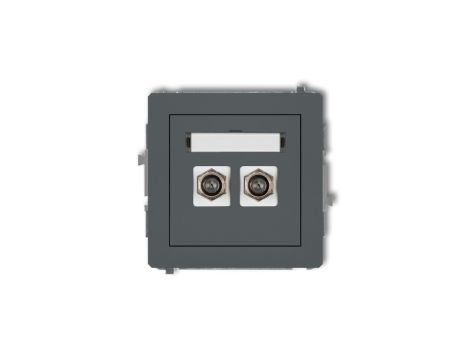 DECO Gniazdo antenowe podwójny typu F (SAT) pozłacany grafitowy mat 28DGF-2.1