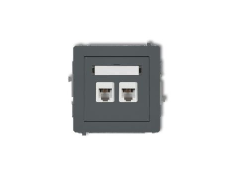 DECO Gniazdo telefoniczne podwójny 2xRJ11, 4-stykowy, beznarzędziowe grafitowy mat 28DGT-2